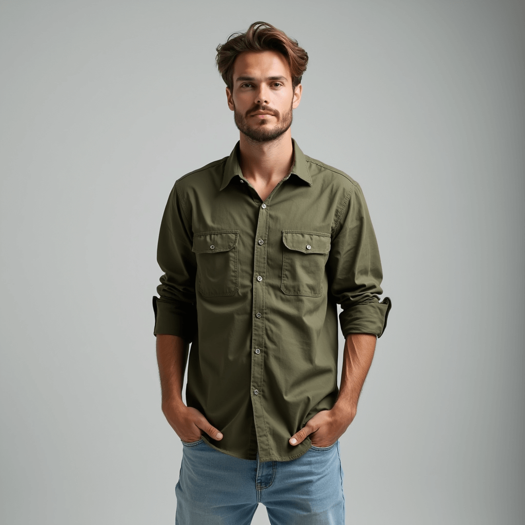 Oske Mode | Highland Utility Stretchskjorta – Grön